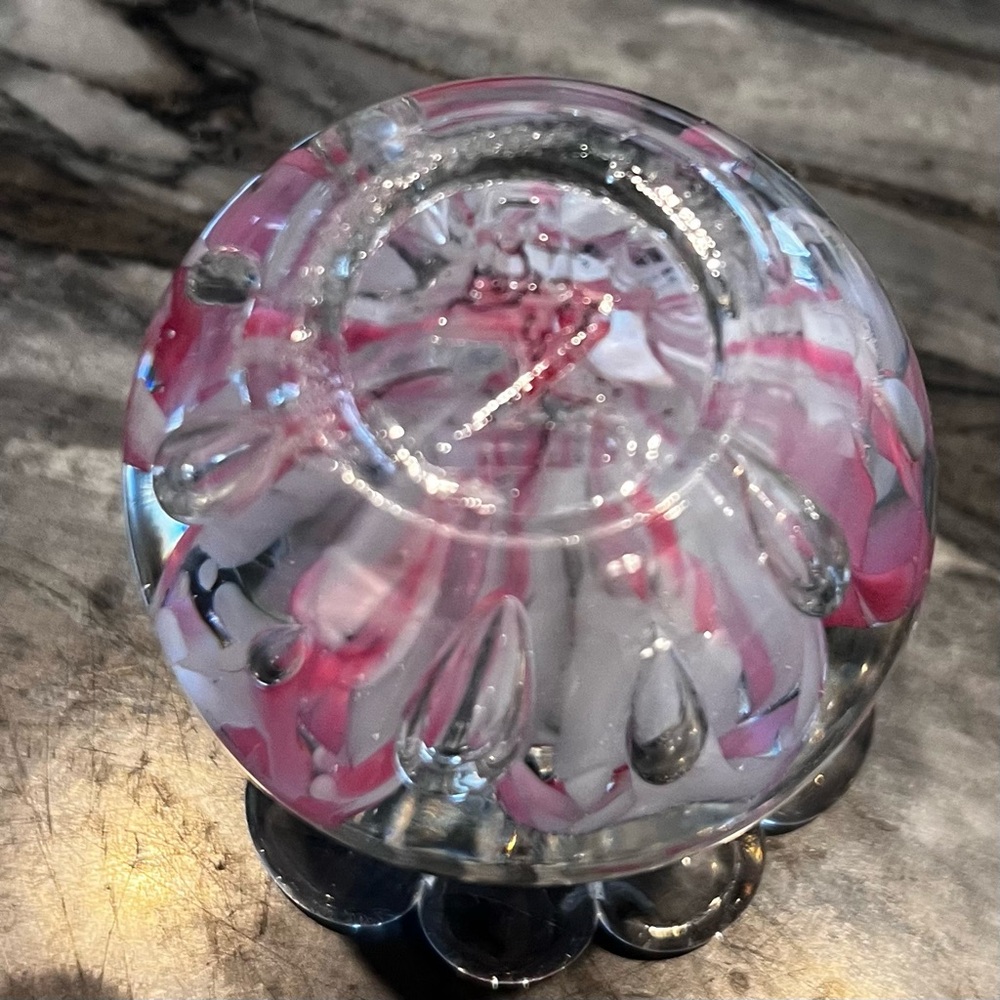 Bart Zimmerman Pink Controlled Bubble Ruffled Paperweight Bud Vase - Picture 6 of 10